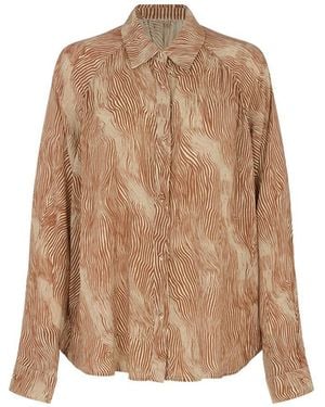 Raffya Ginger Button Down Tiger Print Shirt - Natural