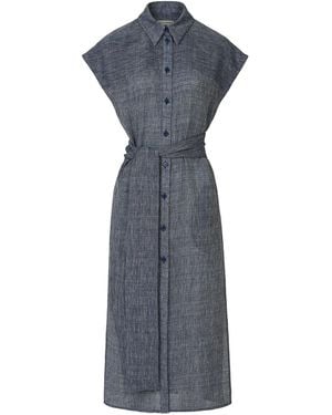 The Summer Edit Tatum Luxe Linen Shirt Dress - Blue
