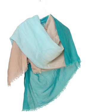 Tiger and the Monkey Neutrals Ombre Taupe Beach Coverup Wrap Scarf - Blue