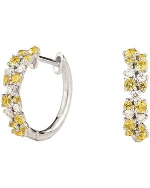 Juvetti Starry Sapphire & Diamond Cluster Huggie Hoop Earrings - Metallic