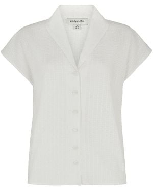 Emily and Fin Julia Chalk Seersucker Dobby Blouse - White