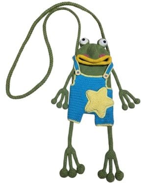 Ana Chic Frog Handmade Crochet Crossbody Phone Bag - Blue