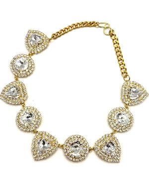 Achala Handcrafted Neutrals Barbara Crystal Embelished Necklace - Metallic