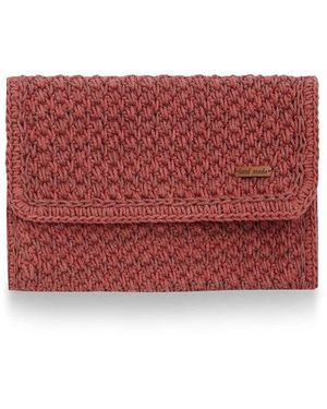 Peraluna Hira Bag Handmade Knitwear Clutch Pale Brick Colour - Red