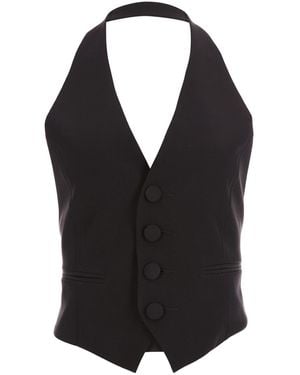 Cavanagh Baker Stretch Crepe Halter Vest - Black