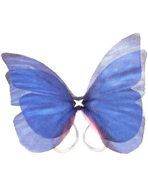 Oana Savu Dark Silk Butterfly Adjustable Cocktail Party Ring Sterling Statement - Blue
