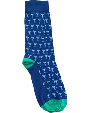 Lazyjack Press Shaken Not Stirred Socks - Blue