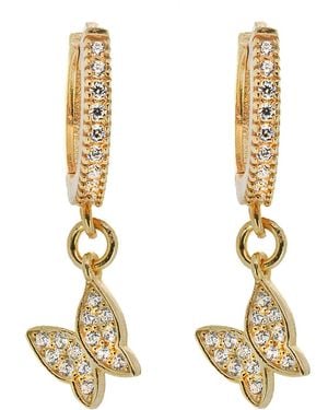 Ebru Jewelry Plated Sterling Silver Sparkly Butterfly Earrings - Metallic
