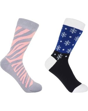 Peper Harow - Made in England Zebra & Snowflake Socks Bundle - Blue