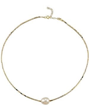 LINYA JEWELLERY Baroque Pearl Mini Hematite Natural Stone Necklace - Metallic