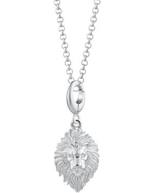 Lily Charmed Sterling Lion Head Zodiac Charm Necklace - Metallic