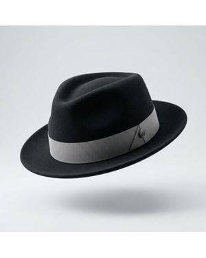 Dasmarca Hats James Carbon Milange Felt Wide Brim Wool Felt Fedora Hat - Black