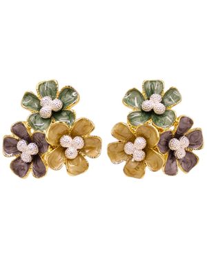 1610Istanbul Istanbul Floral Mosaic Earrings - Metallic