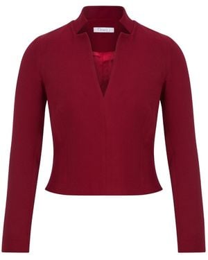 Maan Istanbul High Neck Long Sleeve Burgundy Blouse - Red