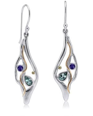Isla Silver Organic Drop Earrings With Topaz & Iolite - Blue