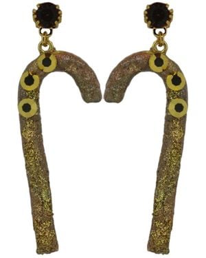 Vickisarge Lemon Candy Cane Earrings - Metallic
