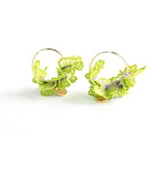 Nana Watanabe Swell Wave-Inspired Embroidered Earrings - Yellow