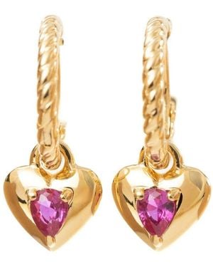 Belinda Jewelz Ruby Heart Huggie Hoops - Metallic