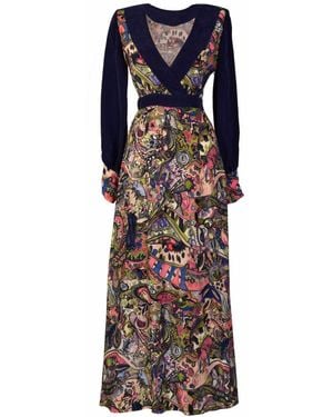 Sarvin Long Sleeve Maxi Dress - Blue