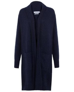 Paul James Knitwear Pure Lambswool Long Line Liberty Cardigan With Pockets - Blue