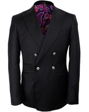 DAVID WEJ Aldo Double Breasted Peak Lapel Blazer – - Blue
