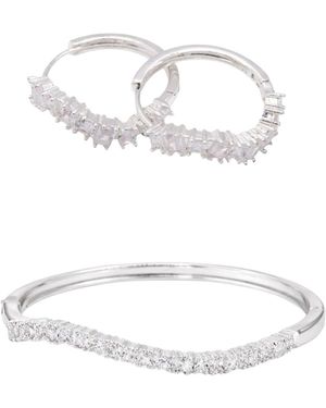 Uchi and Soto Nami Stone Wave Earrings + Bangle Bundle - White
