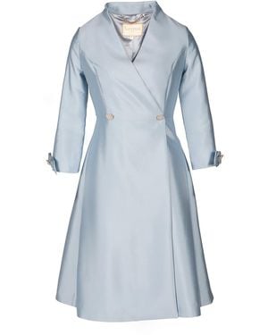 Santinni Astor Silk Taffeta Dress Coat - Blue