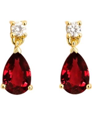 Juvetti Pisa Earrings Set With Ruby & Diamond - Red