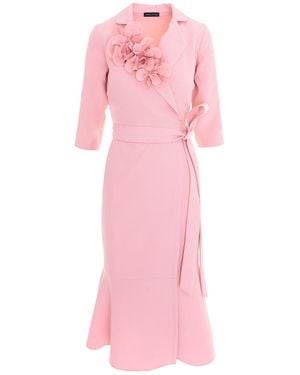 concept A trois Powder Wrap Blazer Dress With Flowers - Pink