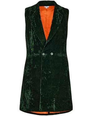 At Last Long Silk Velvet Waistcoat - Green