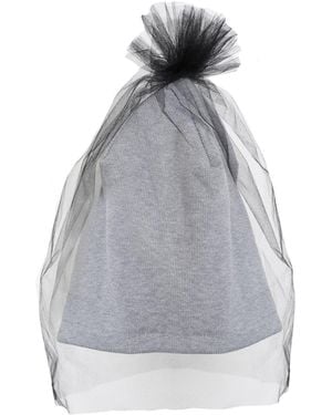 Metamorph Beanie Hat With Tulle Layer - Gray