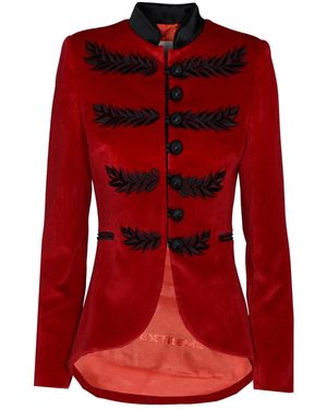 The Extreme Collection Embroidered Blazer With Mandarin Collar