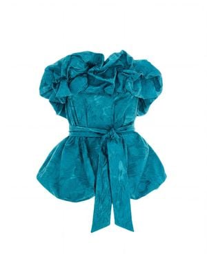 concept A trois Rose Print Bustier Top - Blue