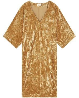 Little Lies Rumours Ochre Velvet Midi Dress - Yellow