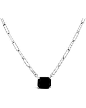 Lutiro Paperclip Chain With Coloured Stone- Onyx - Metallic