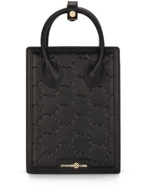 Orange Cube Quilted Impressions Mini Tote Bag - Black