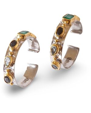 Golden Horn Jewellery Helen Multistone Hoop Earrings - Metallic