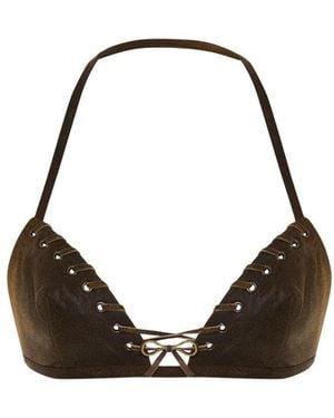 Maison sél Ginji Leather Bra - Black
