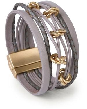 Saachi Knotted Charm Leather Bracelet - Metallic