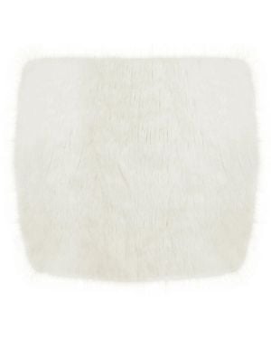 Miss Circle New York Narla Ivory Low-Waisted Fur Mini Skirt - White