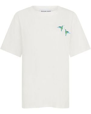 Sour Figs Hummingbird Duo Print T-Shirt - White