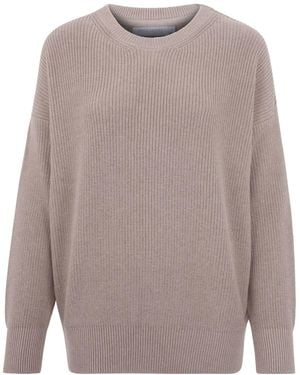 Paul James Knitwear Cotton Tiffany Ribbed Crew Neck Jumper - Grey