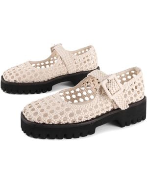 INTENTIONALLY ______ Neutrals Veronique Woven Mary Jane Flat - Natural