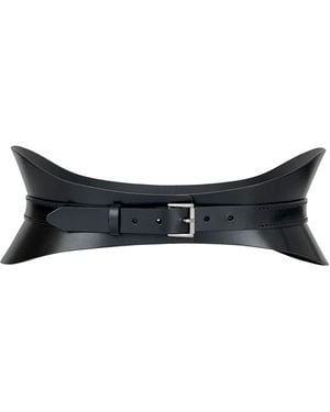 Haute Cuir Crescent Leather Corset Belt - Blue
