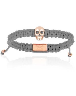 Double Bone Bracelets Skull With Polyester Bracelet - Metallic