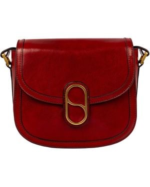 Time Resistance Leather Saddle Bag - Red