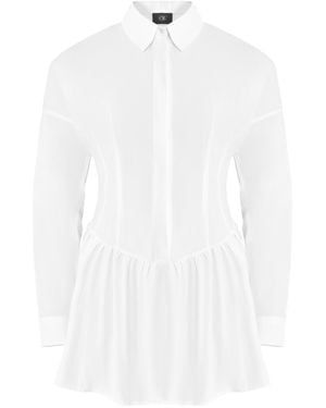 OW Collection Ellie Fitted Shirt Dress - White