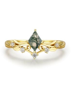 Azura Jewelry New York Victorian Lace Moss Agate Ring Vermeil - Metallic