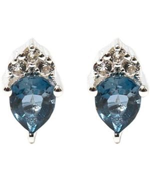 NASI SILVER Pear Atarah Studs- Topaz & Topaz - Blue