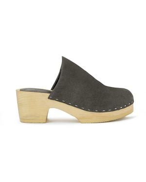 Rag & Co Darcie Suede Clogs - Gray